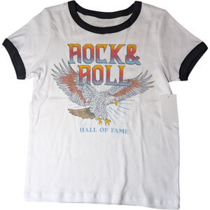 Rock & Roll Hall of Fame - Girls' Short Sleeve Ringer Graphic Tee - NWT XL 14-16